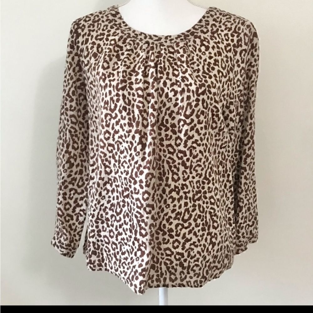 J CREW Linen Leopard Blouse - Picture 2 of 7